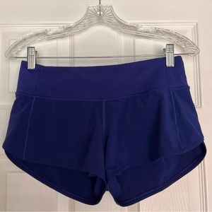 Lululemon Blue Speed Up Low-Rise Lined Short 2.5", Size 2